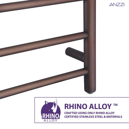 ANZZI Eve Series 8-Bar Stainless Steel Wall-Mounted Electric Towel Warmer Rack With Top Shelf in Oil Rubbed Bronze Finish