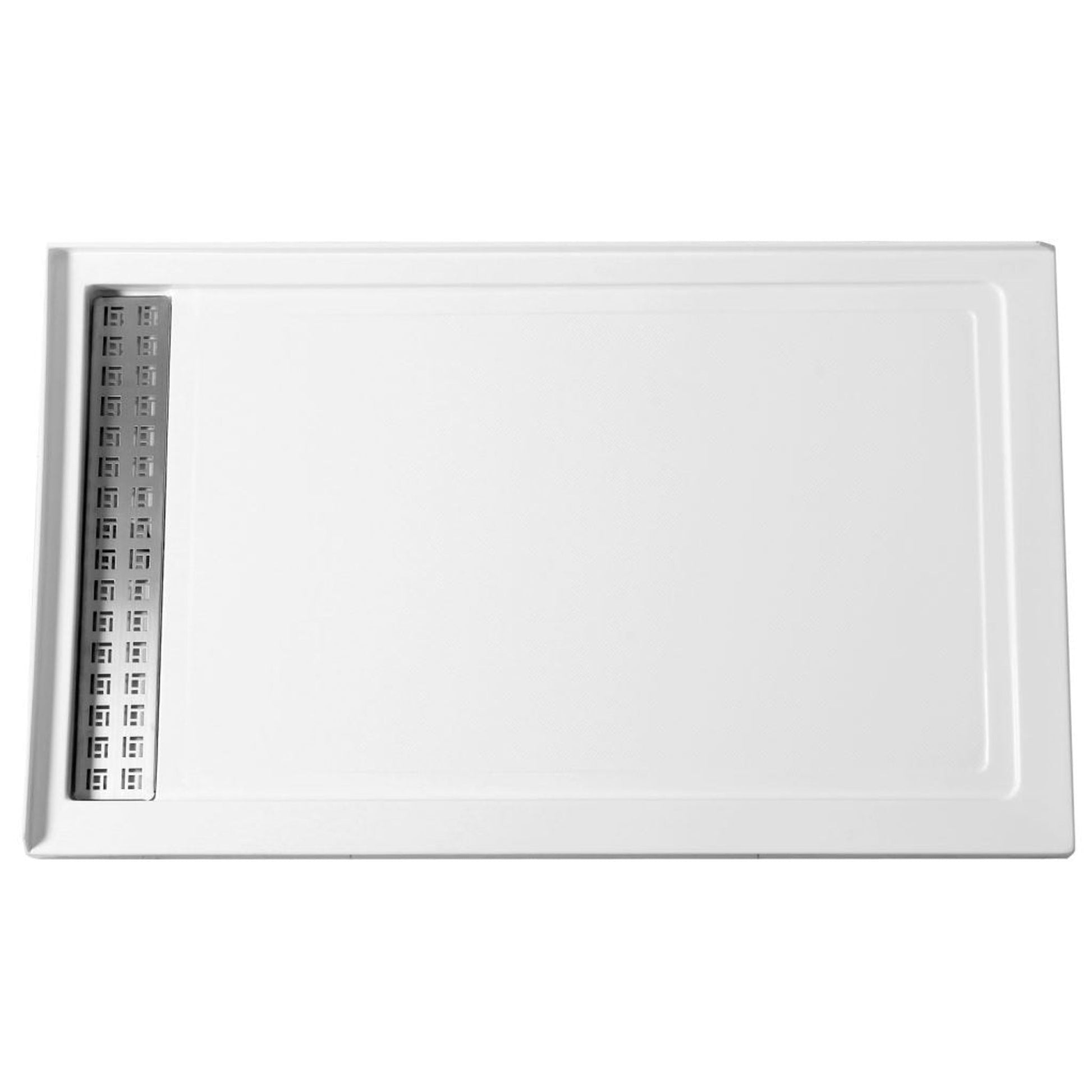 ANZZI Field Series 36" x 60" Left Drain Double Threshold White Shower Base With Built-in Tile Flange