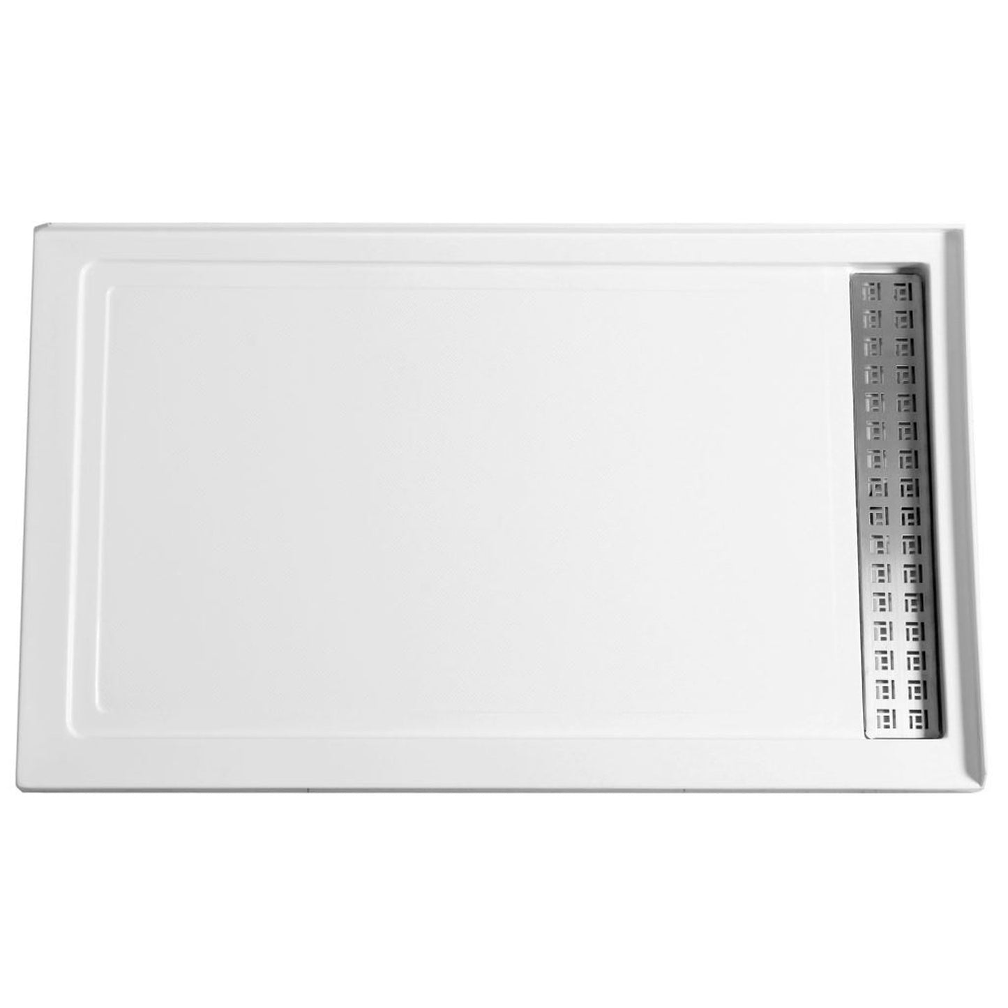 ANZZI Field Series 36" x 60" Right Drain Double Threshold White Shower Base With Built-in Tile Flange