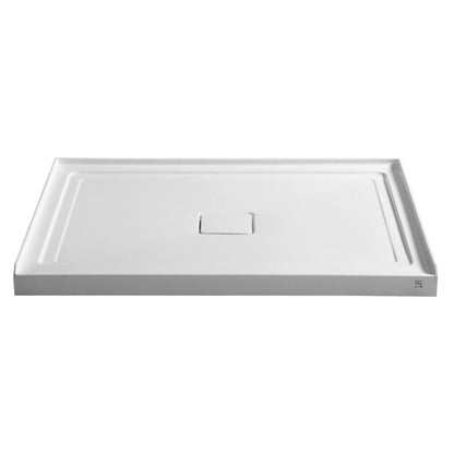 ANZZI Fissure Series 48" x 36" Center Drain With Cover Single Threshold White Shower Base With Built-in Tile Flange