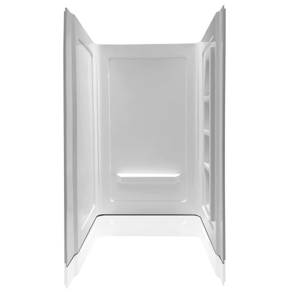 ANZZI Forum Series 48" x 36" x 74" White Acrylic Alcove Three Piece Shower Wall System With 5 Built-in Shelves