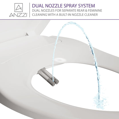 ANZZI Hal Series White Soft Close Non-Electric Toilet Seat With Dual Nozzle and Built-In Side Lever