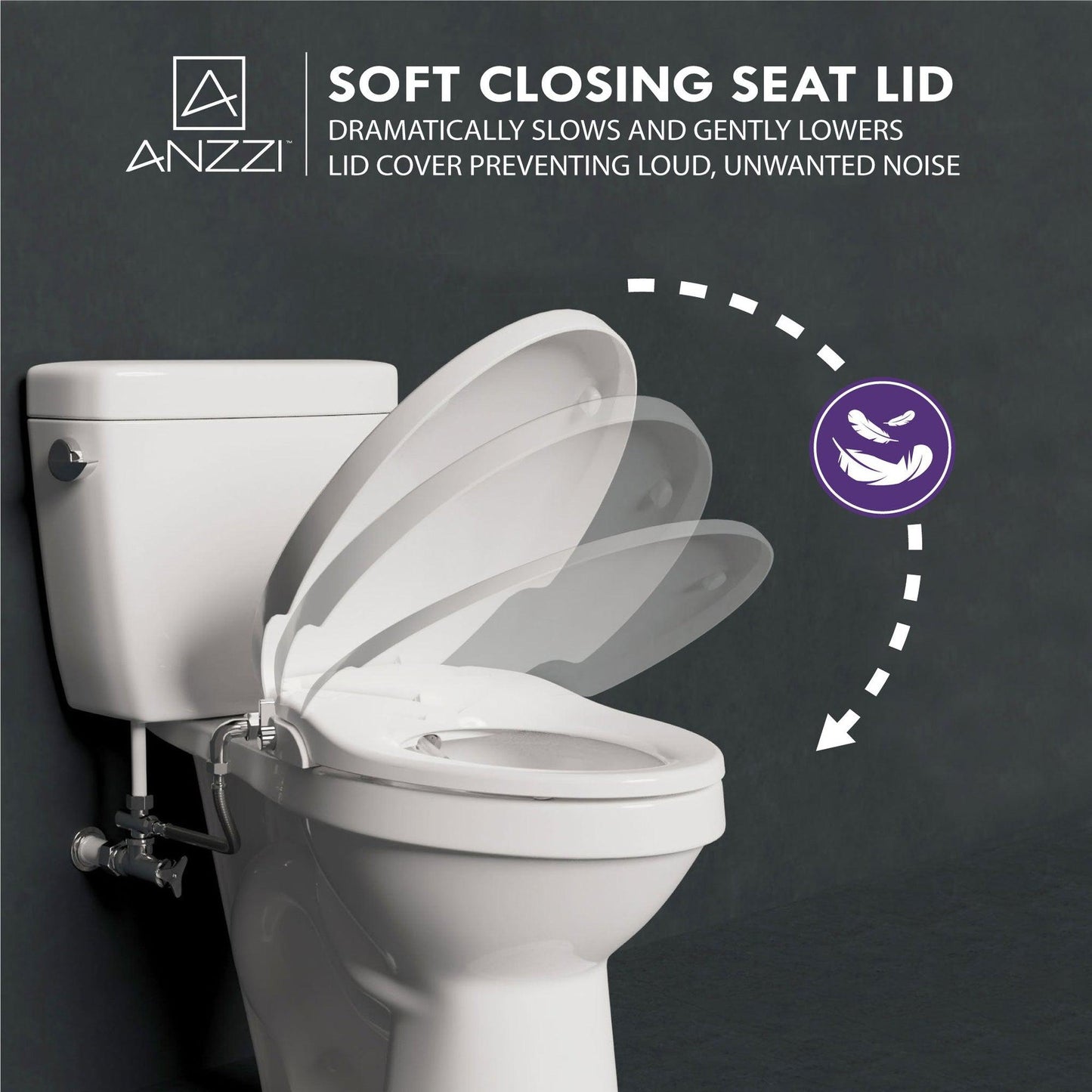 ANZZI Hal Series White Soft Close Non-Electric Toilet Seat With Dual Nozzle and Built-In Side Lever