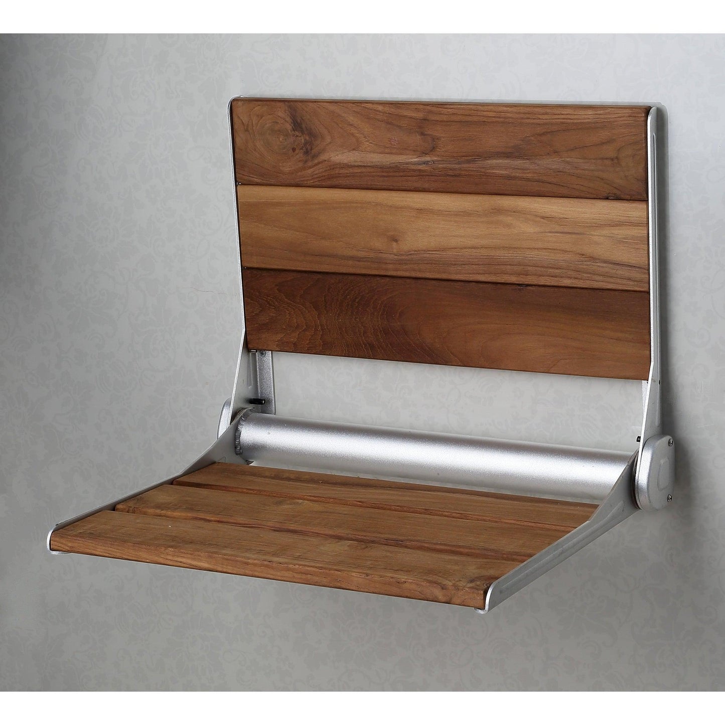 ANZZI Isle Series 15" x 19" Foldable Teak Wood Wall-Mounted Shower Bench