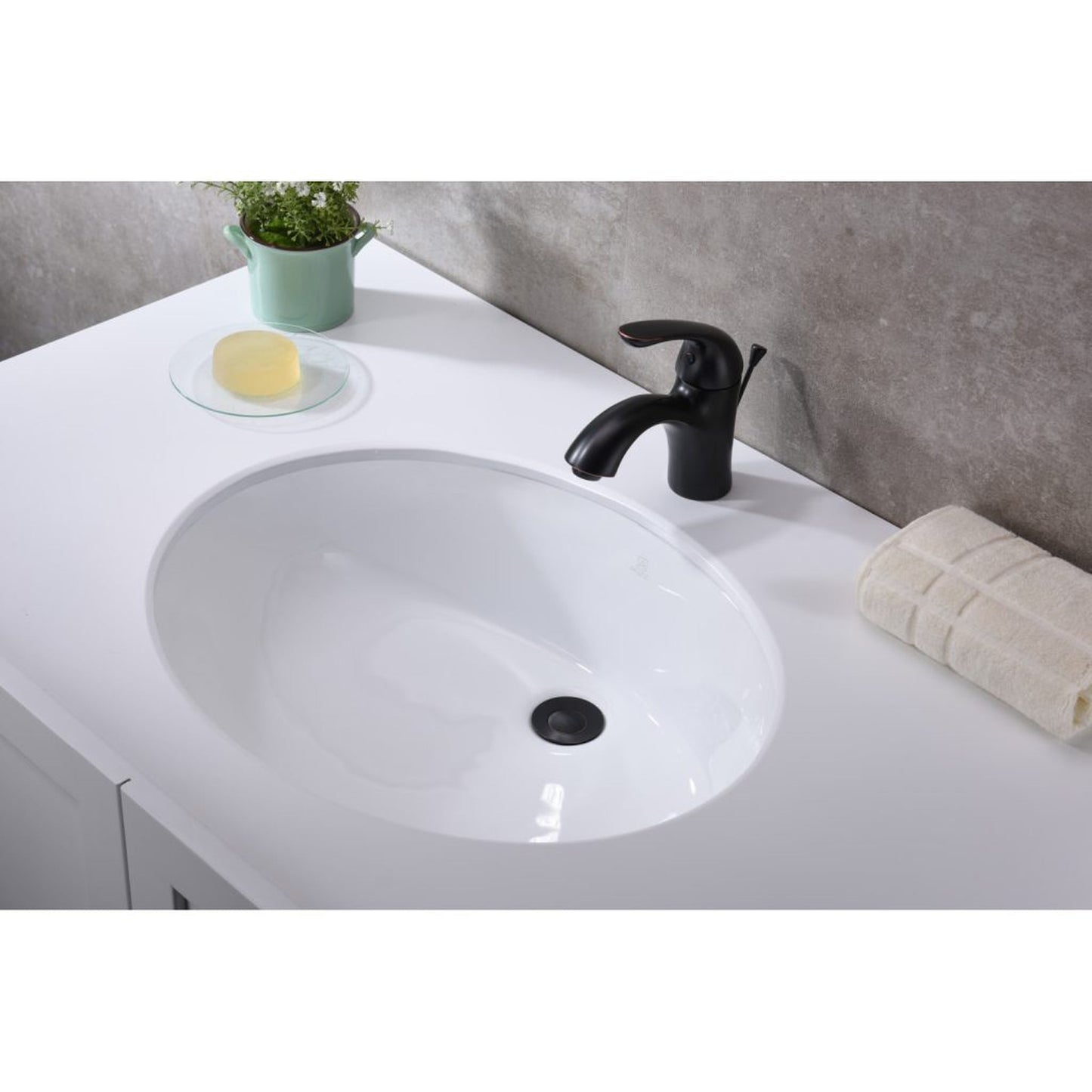 ANZZI Lanmia Series 20" x 16" Oval Shape Undermount Sink With Built-In Overflow in Glossy White Finish