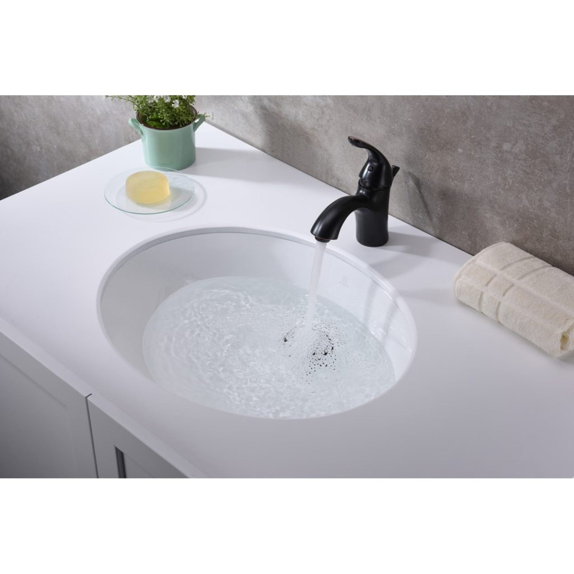 ANZZI Lanmia Series 20" x 16" Oval Shape Undermount Sink With Built-In Overflow in Glossy White Finish