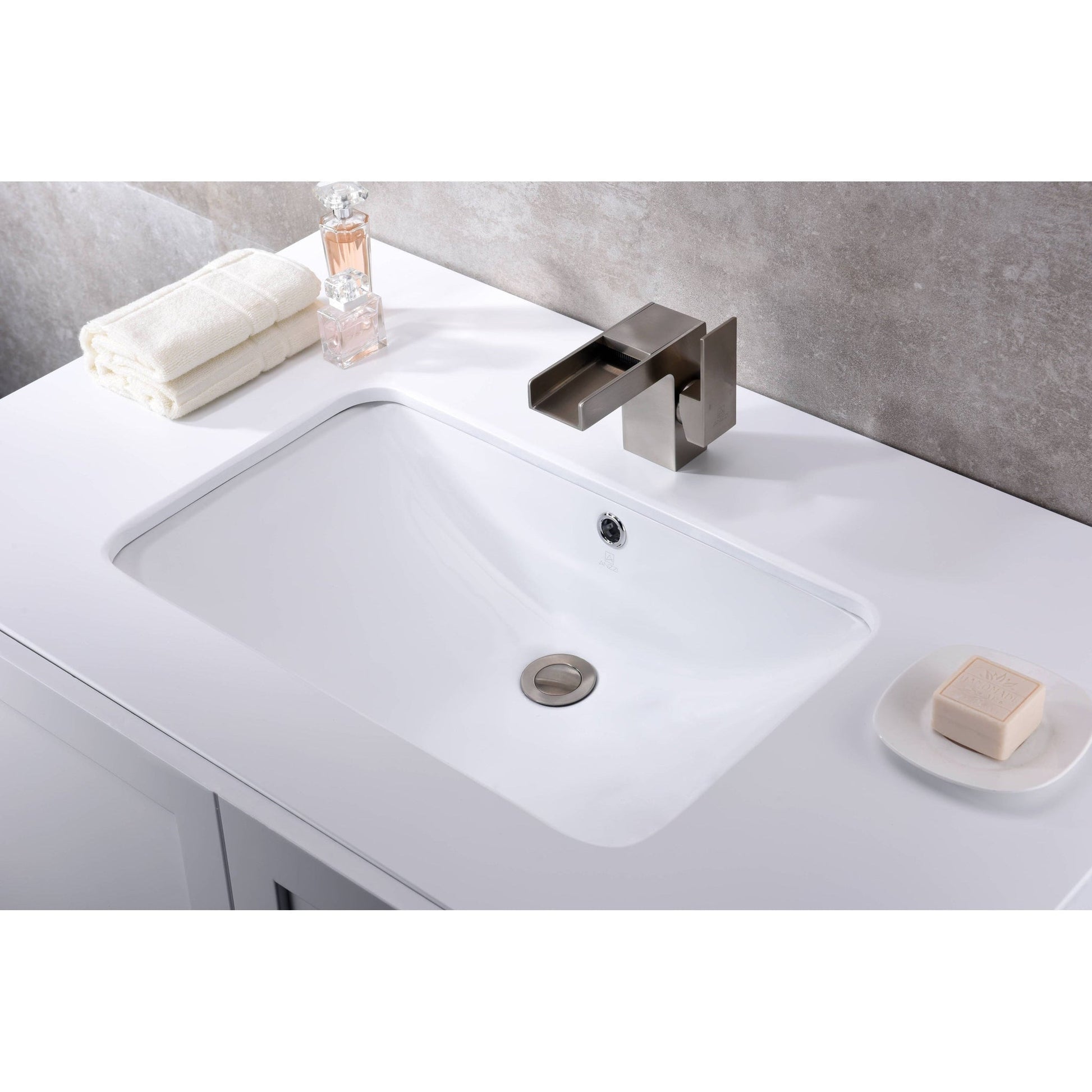 ANZZI Lanmia Series 24" x 15" Rectangular Undermount Sink With Built-In Overflow in Glossy White Finish