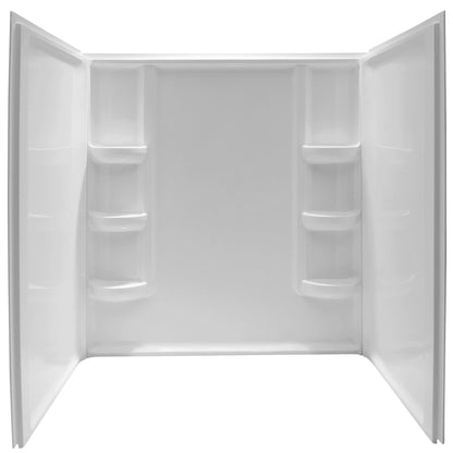 ANZZI Lexi-Class Series 60" x 36" x 60" White Acrylic Alcove Three Piece Shower Wall System With 6 Built-in Shelves