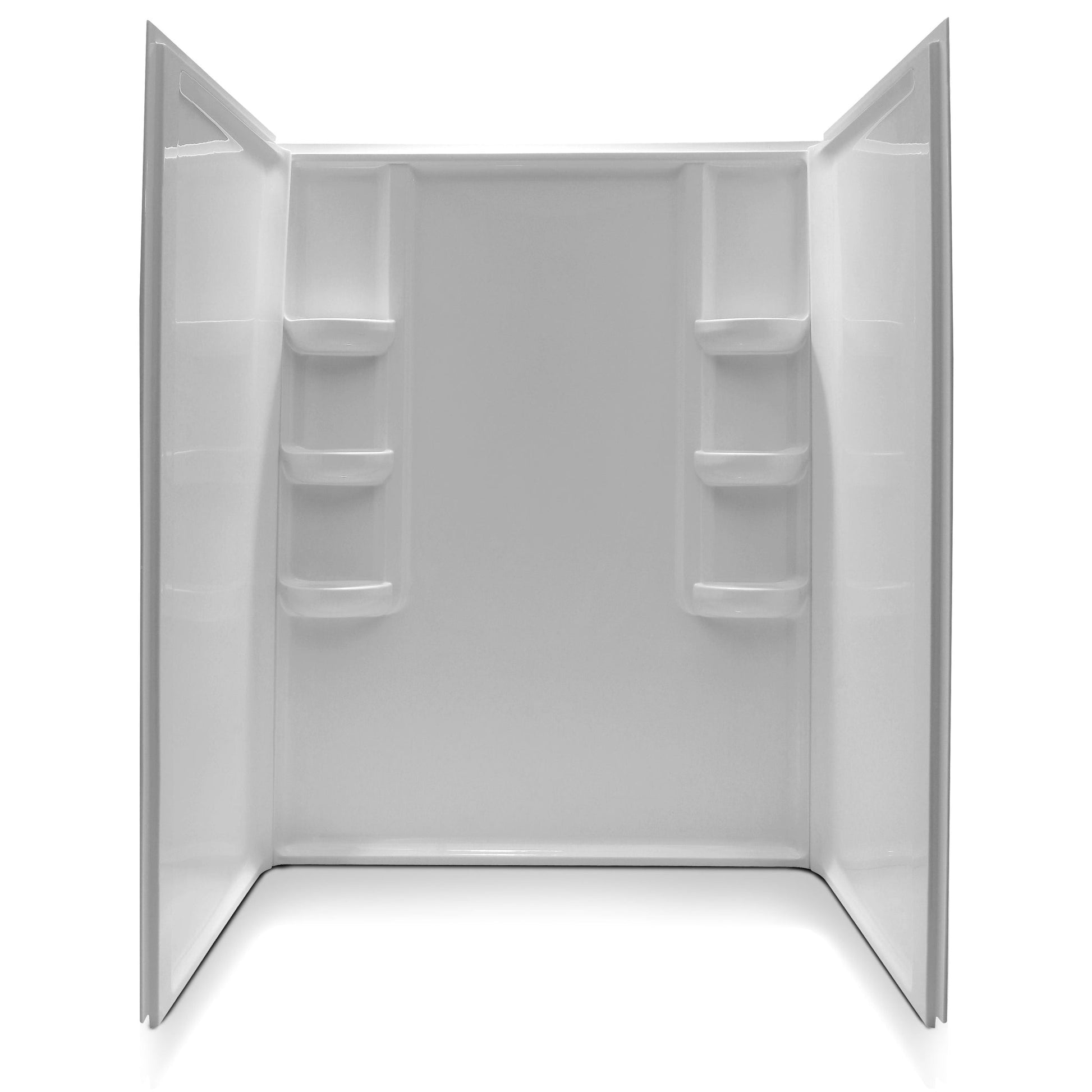 ANZZI Lexi-Class Series 60" x 36" x 74" White Acrylic Alcove Three Piece Shower Wall System With 6 Built-in Shelves