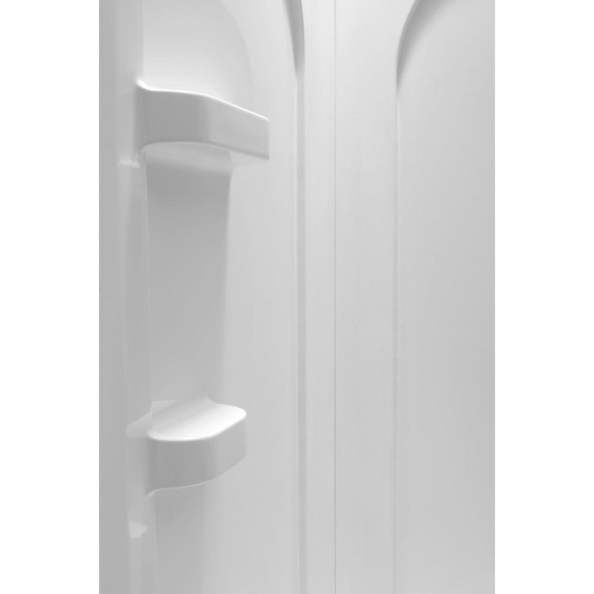 ANZZI Mishra Series 38" x 38" x 75" White Acrylic Corner Two Piece Shower Wall System With 6 Built-in Shelves