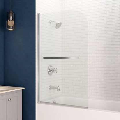 ANZZI Myth Series 34" x 58" Polished Chrome Frameless Hinged Bathtub Door With Tsunami Guard