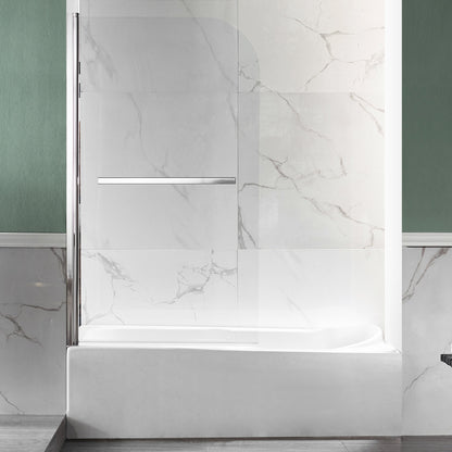 ANZZI Myth Series 34" x 58" Polished Chrome Frameless Hinged Bathtub Door With Tsunami Guard