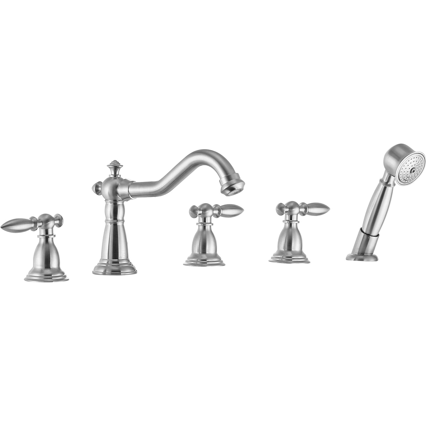 ANZZI Patriarch Series 3-Handle Brushed Nickel Roman Tub Faucet With Euro-Grip Handheld Sprayer