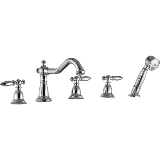 ANZZI Patriarch Series 3-Handle Polished Chrome Roman Tub Faucet With Euro-Grip Handheld Sprayer