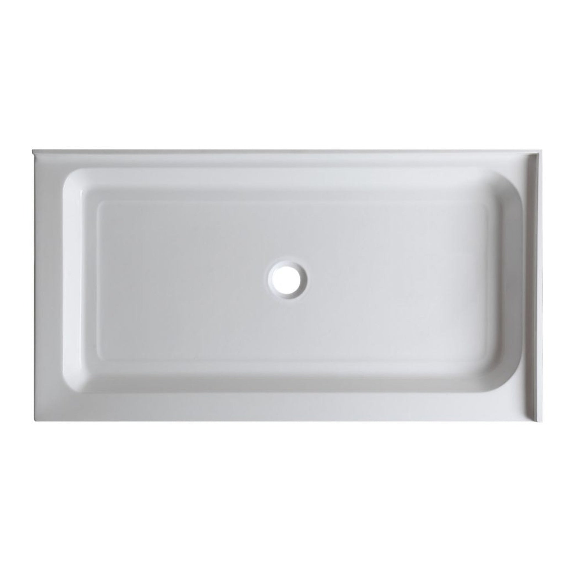 ANZZI Port Series 36" x 48" Center Drain Double Threshold White Shower Base With Built-in Tile Flange