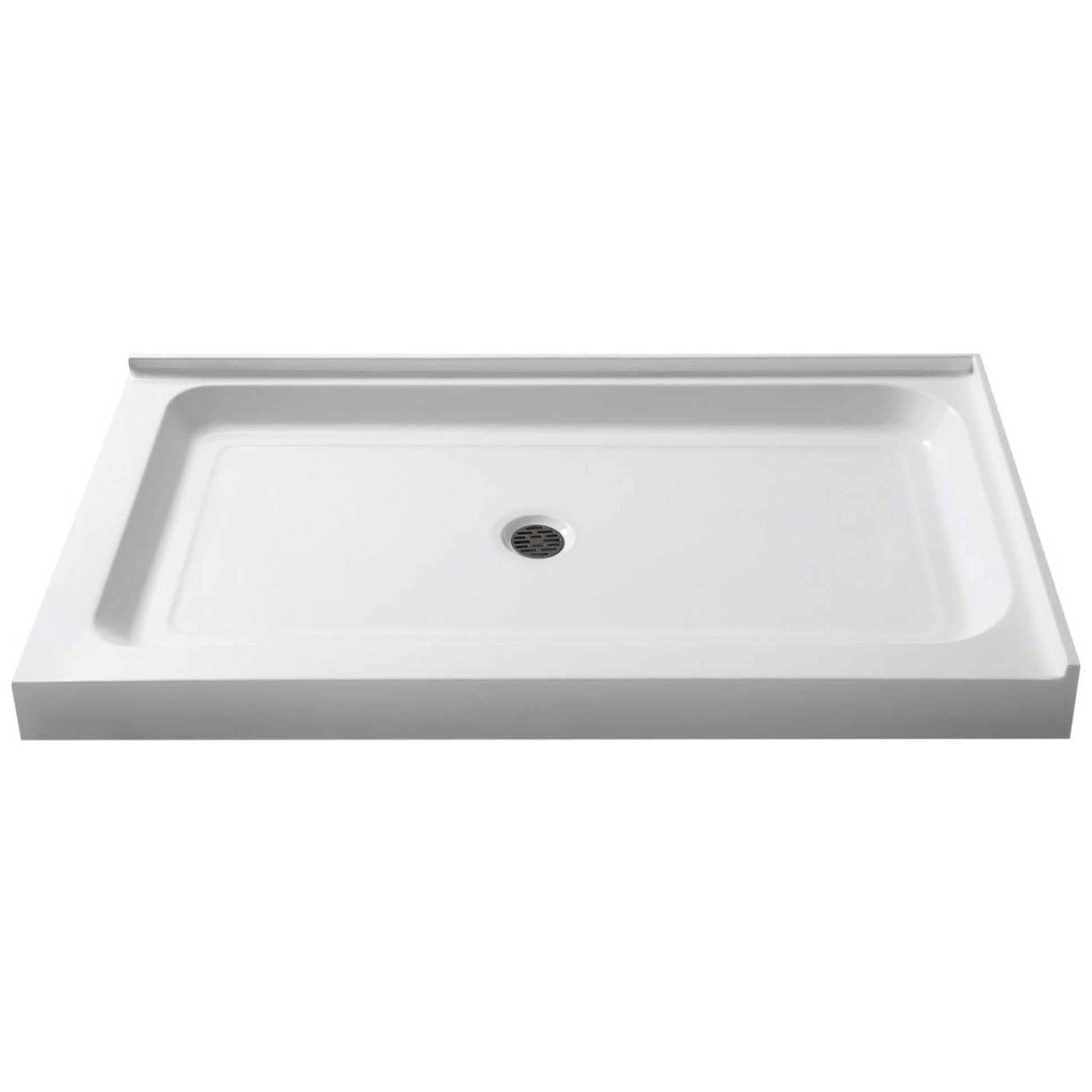 ELEGANT Shower Pan in White 36x 36, Solid Surface Shower Pan in White,  Stainless Steel Drain, Non-Slip Single Threshold Shower Base 