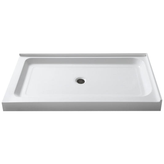 ANZZI Port Series 36" x 48" Center Drain Double Threshold White Shower Base With Built-in Tile Flange