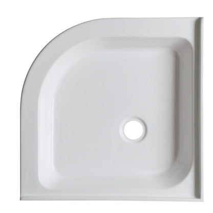 ANZZI Randi Series 36" x 36" Center Drain Neo-Round Double Threshold White Shower Base With Built-in Tile Flange