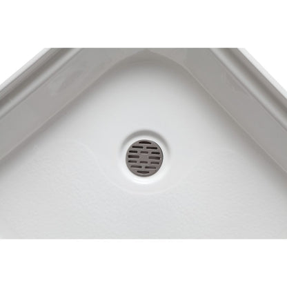 ANZZI Randi Series 36" x 36" Center Drain Neo-Round Double Threshold White Shower Base With Built-in Tile Flange
