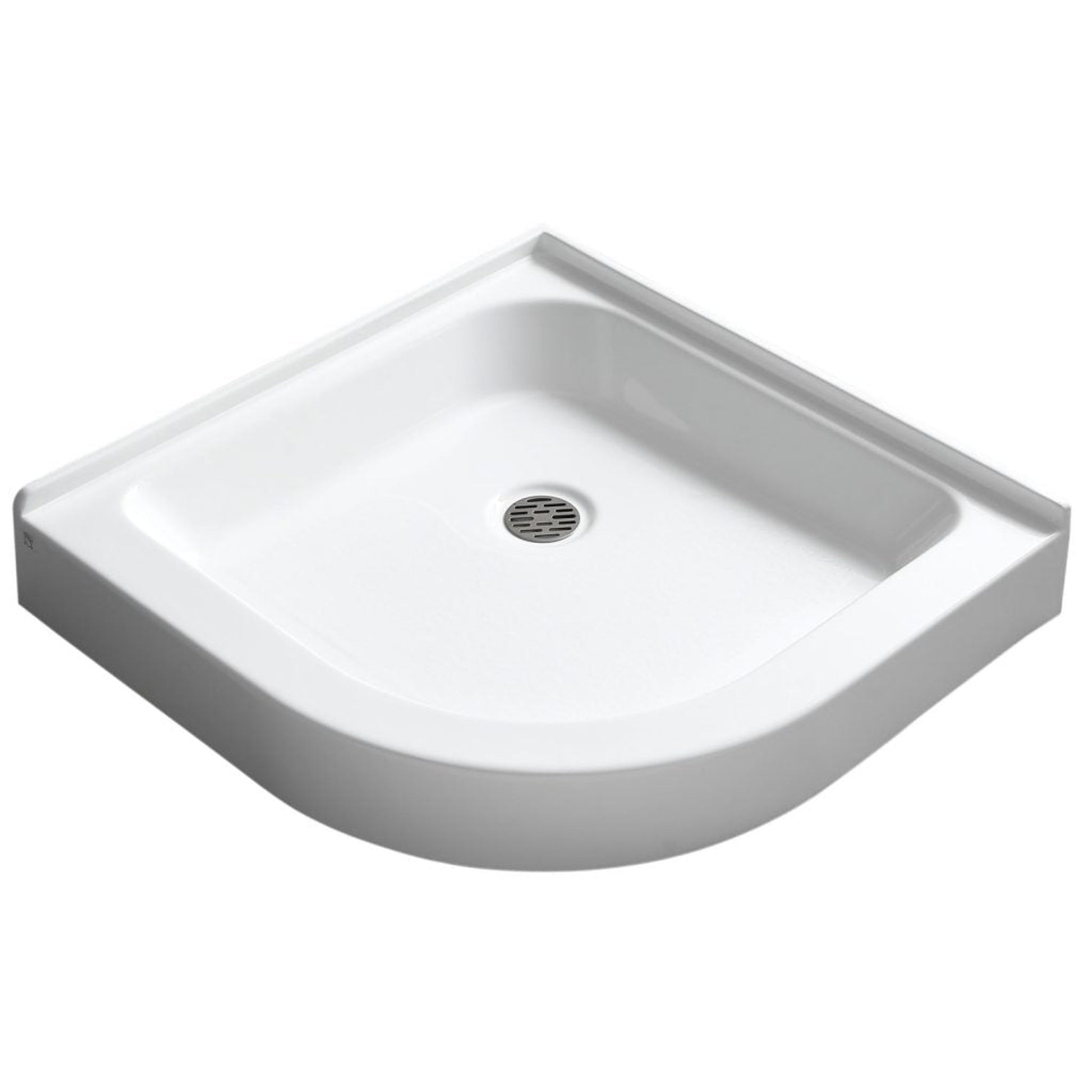 ANZZI Randi Series 36" x 36" Center Drain Neo-Round Double Threshold White Shower Base With Built-in Tile Flange