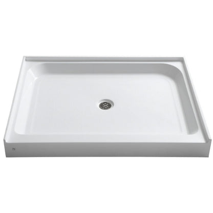 ANZZI Reach Series 48" x 36" Center Drain Single Threshold White Shower Base With Built-in Tile Flange