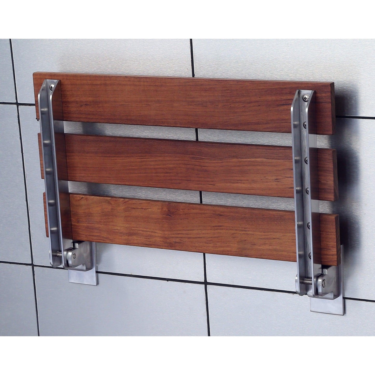 ANZZI Rochen Series 12" x 19" Foldable Teak Wood Wall-Mounted Shower Bench