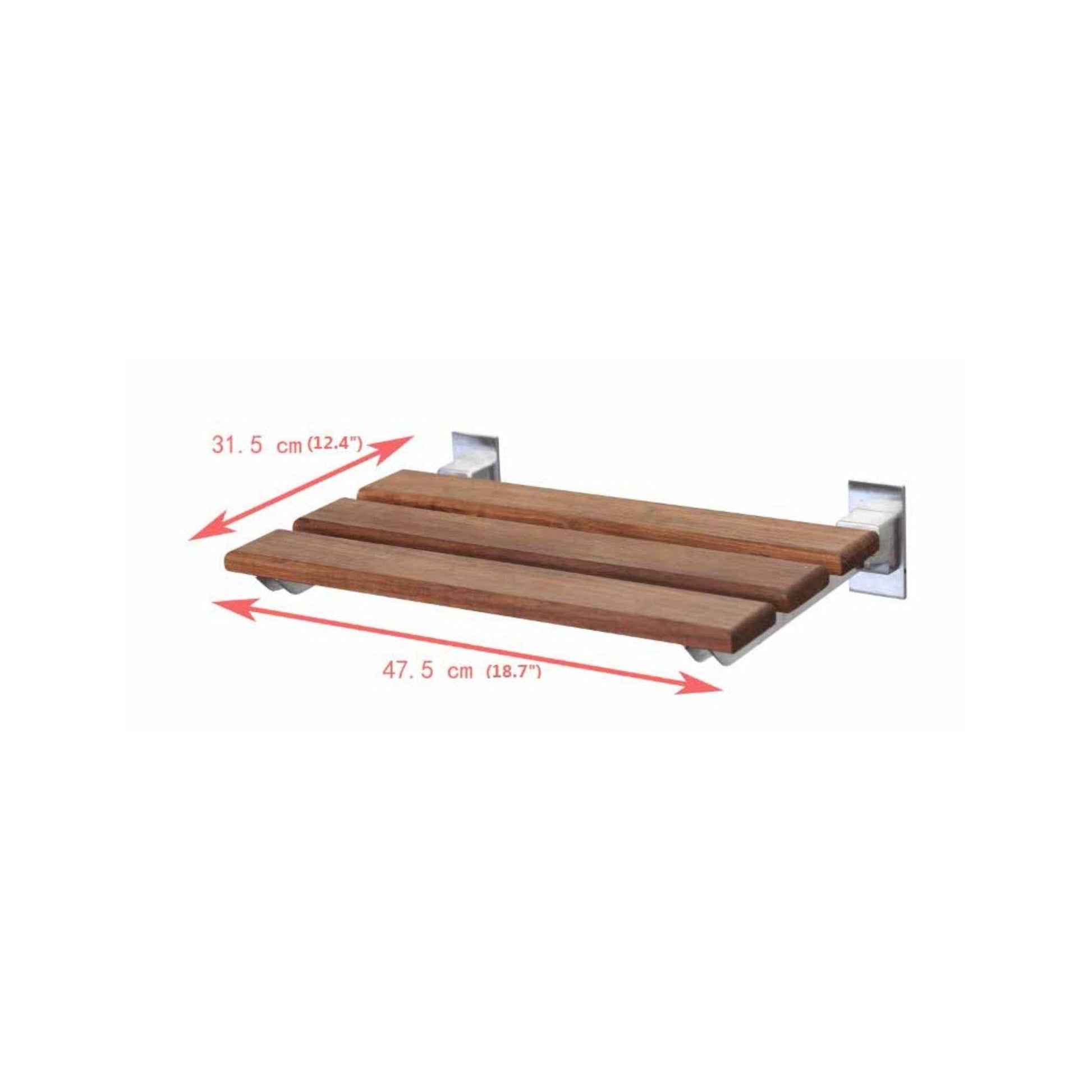 ANZZI Rochen Series 12" x 19" Foldable Teak Wood Wall-Mounted Shower Bench