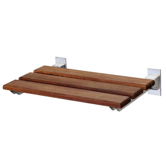 ANZZI Rochen Series 12" x 19" Foldable Teak Wood Wall-Mounted Shower Bench