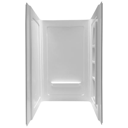 ANZZI Rose Series 48" x 36" x 74" White Acrylic Alcove Three Piece Shower Wall System With 5 Built-in Shelves