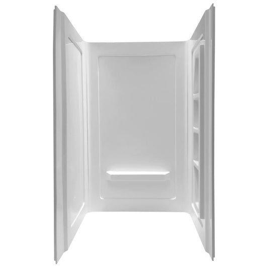 ANZZI Rose Series 48" x 36" x 74" White Acrylic Alcove Three Piece Shower Wall System With 5 Built-in Shelves