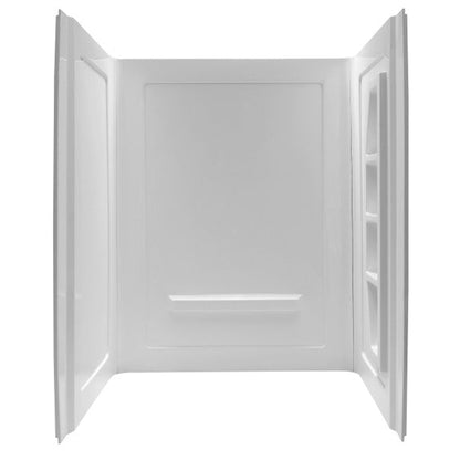 ANZZI Rose Series 60" x 36" x 74" White Acrylic Alcove Three Piece Shower Wall System With 5 Built-in Shelves
