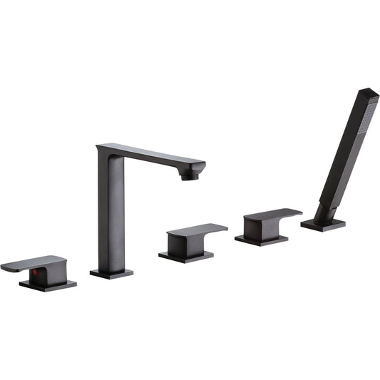 ANZZI Shore Series 3-Handle Oil Rubbed Bronze Roman Tub Faucet With Euro-Grip Handheld Sprayer