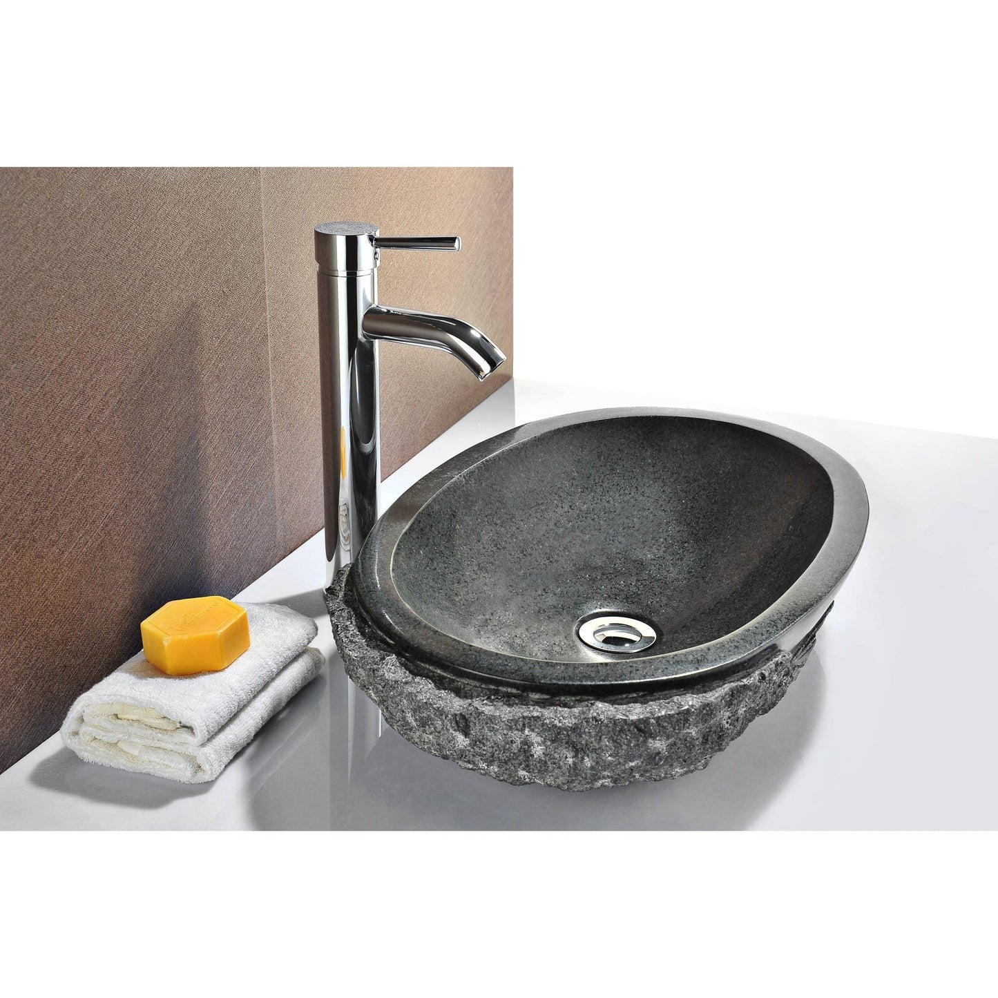 ANZZI Sotiria Series 22" x 14" Oval Shape Vessel Sink in Mandy Black Finish