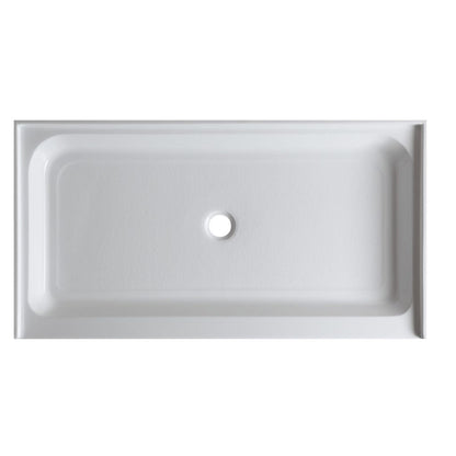 ANZZI Tier Series 32" x 60" Center Drain Single Threshold White Shower Base With Built-in Tile Flange