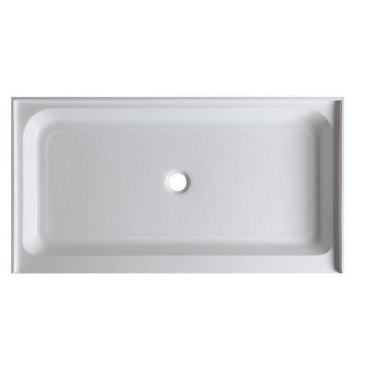 ANZZI Tier Series 32" x 60" Center Drain Single Threshold White Shower Base With Built-in Tile Flange