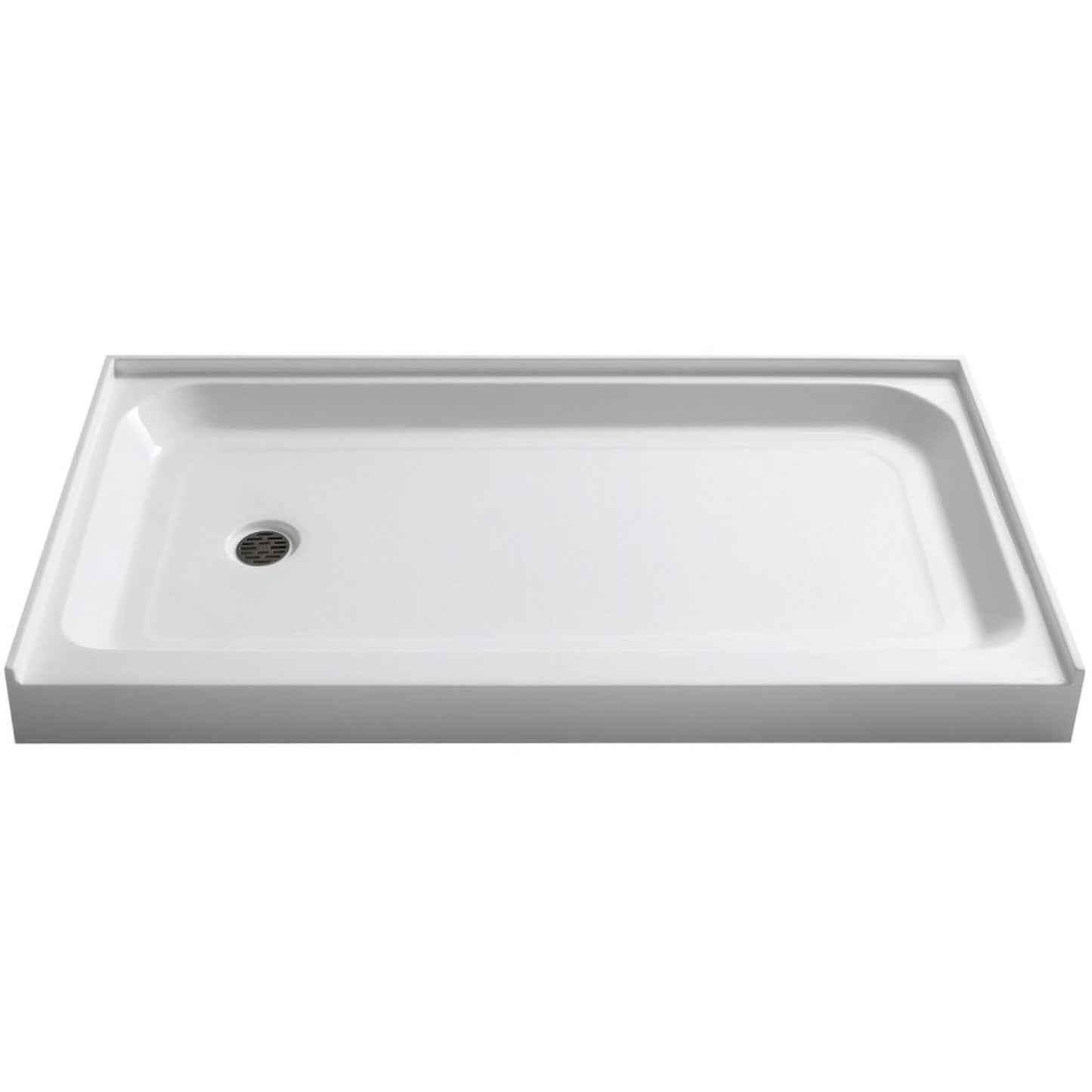 ANZZI Tier Series 32" x 60" Left Drain Single Threshold White Shower Base With Built-in Tile Flange