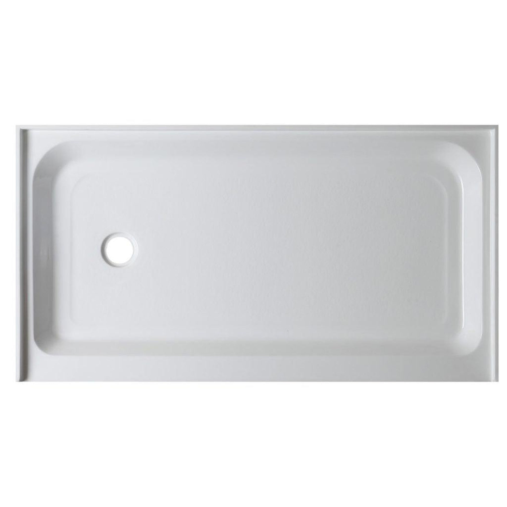 Swiss Madison Aquatique 60 x 32 Single Threshold Shower Base with Right Hand Drain and Integral Left Hand Seat in White