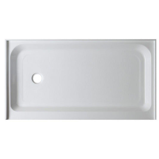 ANZZI Tier Series 32" x 60" Left Drain Single Threshold White Shower Base With Built-in Tile Flange