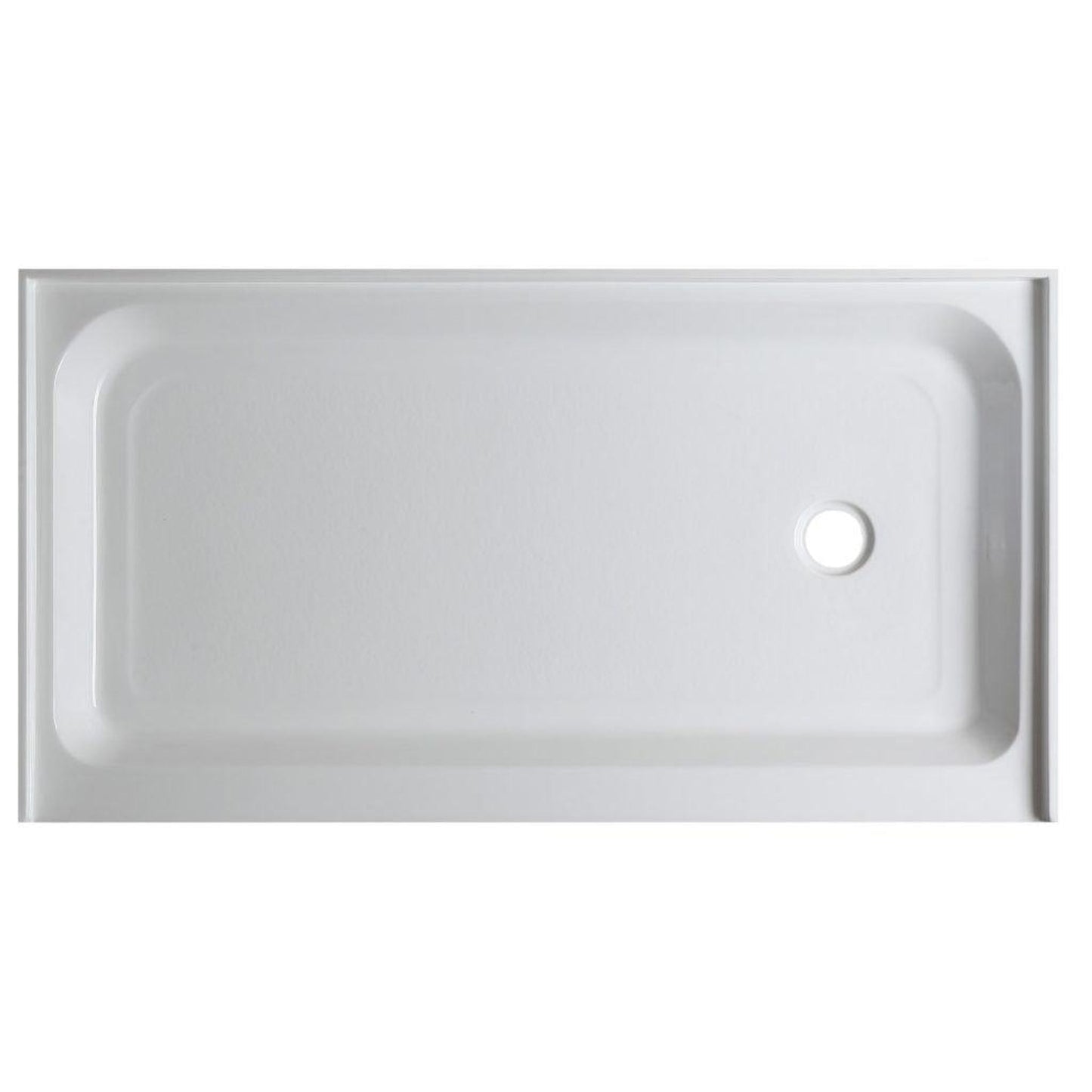 ANZZI Tier Series 32" x 60" Right Drain Single Threshold White Shower Base With Built-in Tile Flange