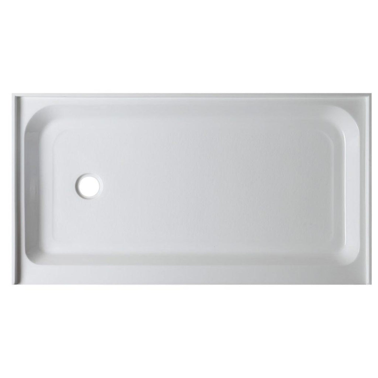 ANZZI Tier Series 36" x 60" Left Drain Single Threshold White Shower Base With Built-in Tile Flange