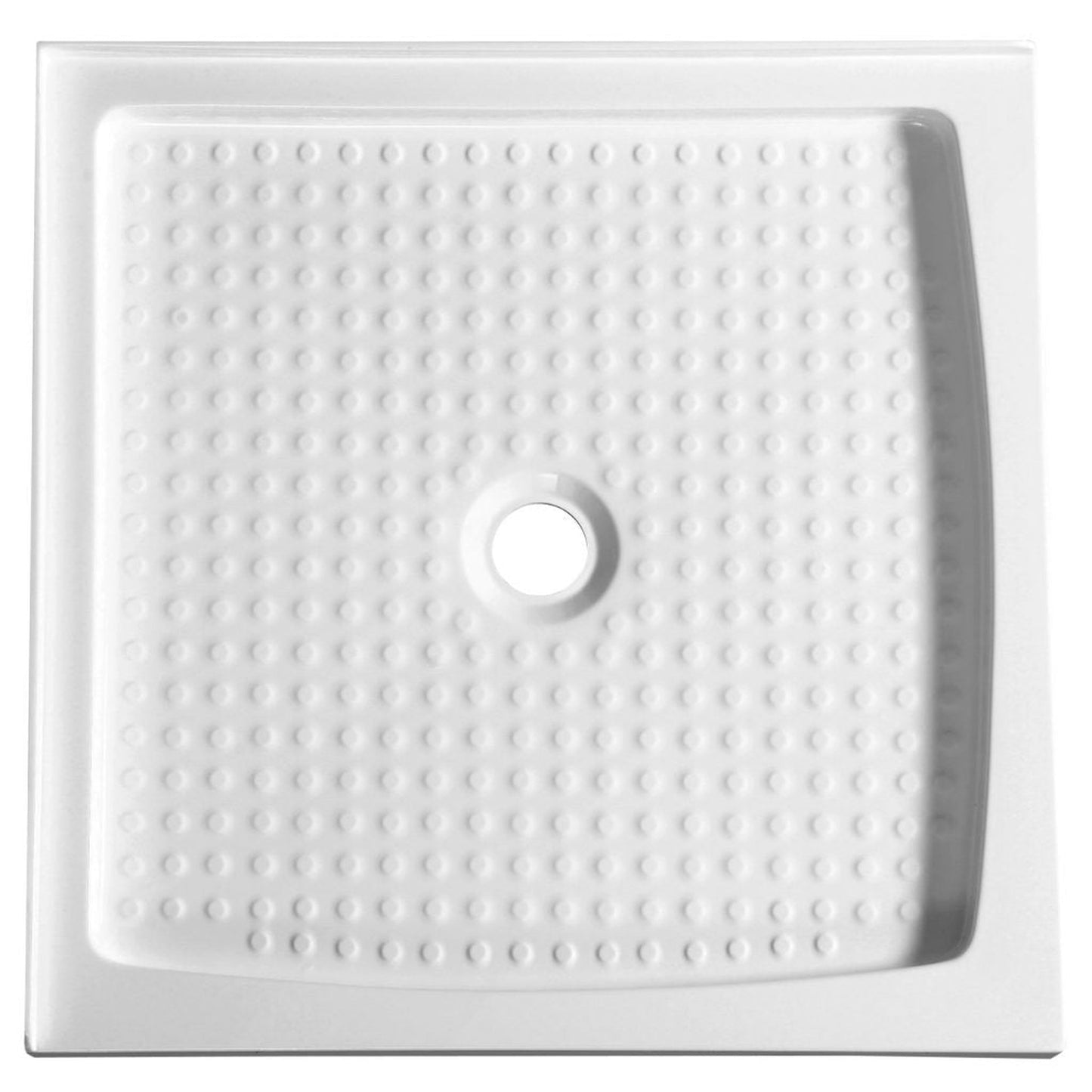 ANZZI Titan Series 36" x 36" Center Drain Without Cover Double Threshold White Shower Base With Built-in Tile Flange