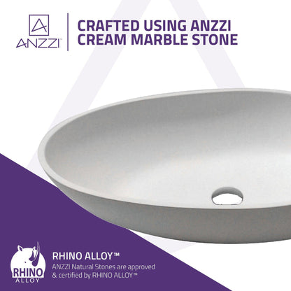 ANZZI Trident Series 24" x 16" Oval Shape Vessel Sink in Matte White Finish