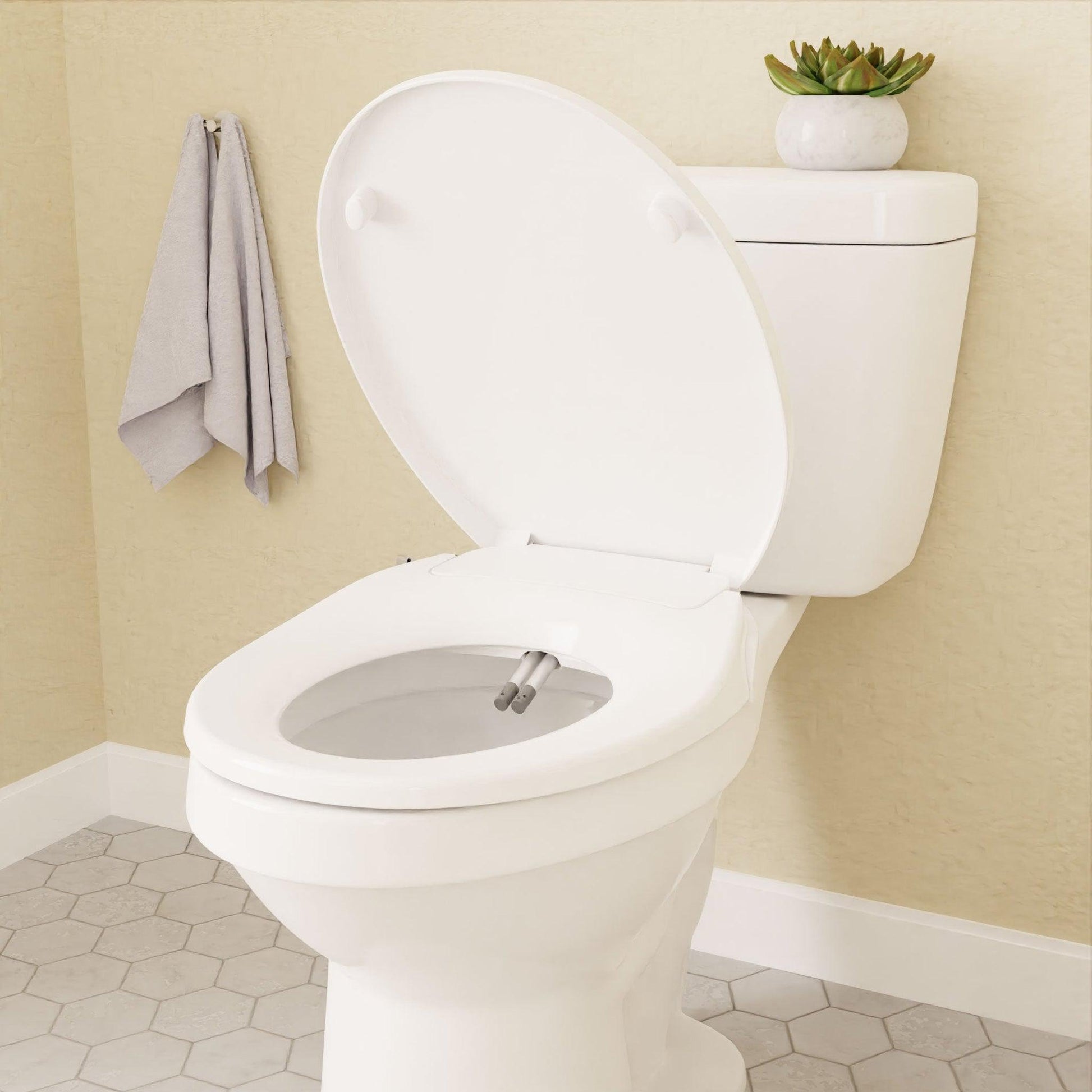 ANZZI Troy Series White Soft Close Non-Electric Toilet Seat With Dual Nozzle and Built-In Side Lever