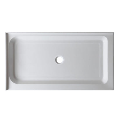 ANZZI Vail Series 36" x 48" Center Drain Double Threshold White Shower Base With Built-in Tile Flange