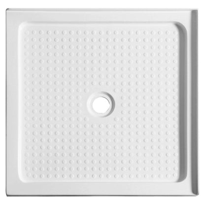 ANZZI Valley Series 38" x 38" Center Drain Double Threshold White Shower Base With Built-in Tile Flange