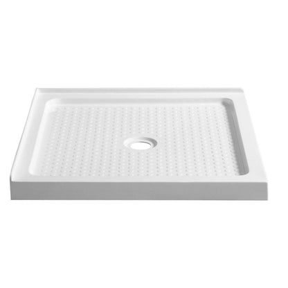 ANZZI Valley Series 38" x 38" Center Drain Double Threshold White Shower Base With Built-in Tile Flange