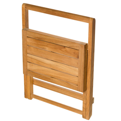 ARB Teak & Specialties 16" Solid Teak Wood Folding Shower Bench With Handle