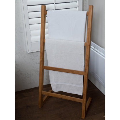 ARB Teak & Specialties 47" Solid Teak Wood Self-Standing Towel Ladder With 4 Bars