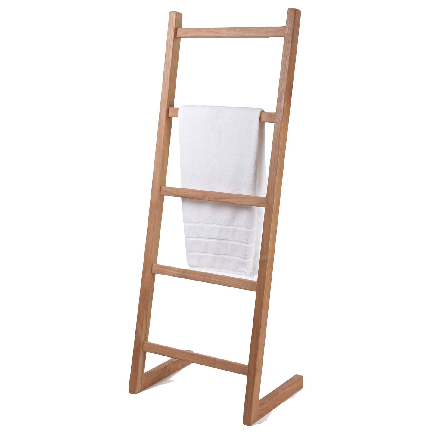 ARB Teak & Specialties 59" Solid Teak Wood Self-Standing Towel Ladder With 5 Bars