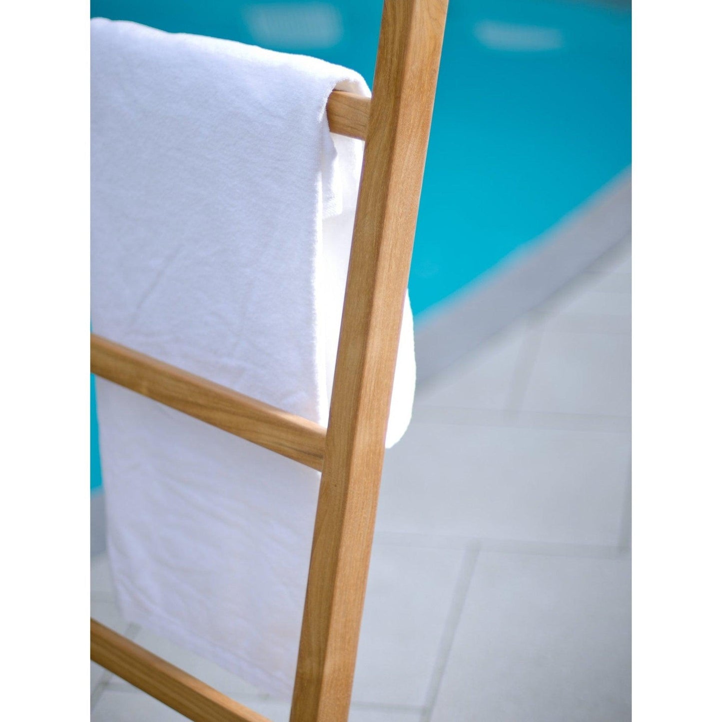 ARB Teak & Specialties 59" Solid Teak Wood Self-Standing Towel Ladder With 5 Bars